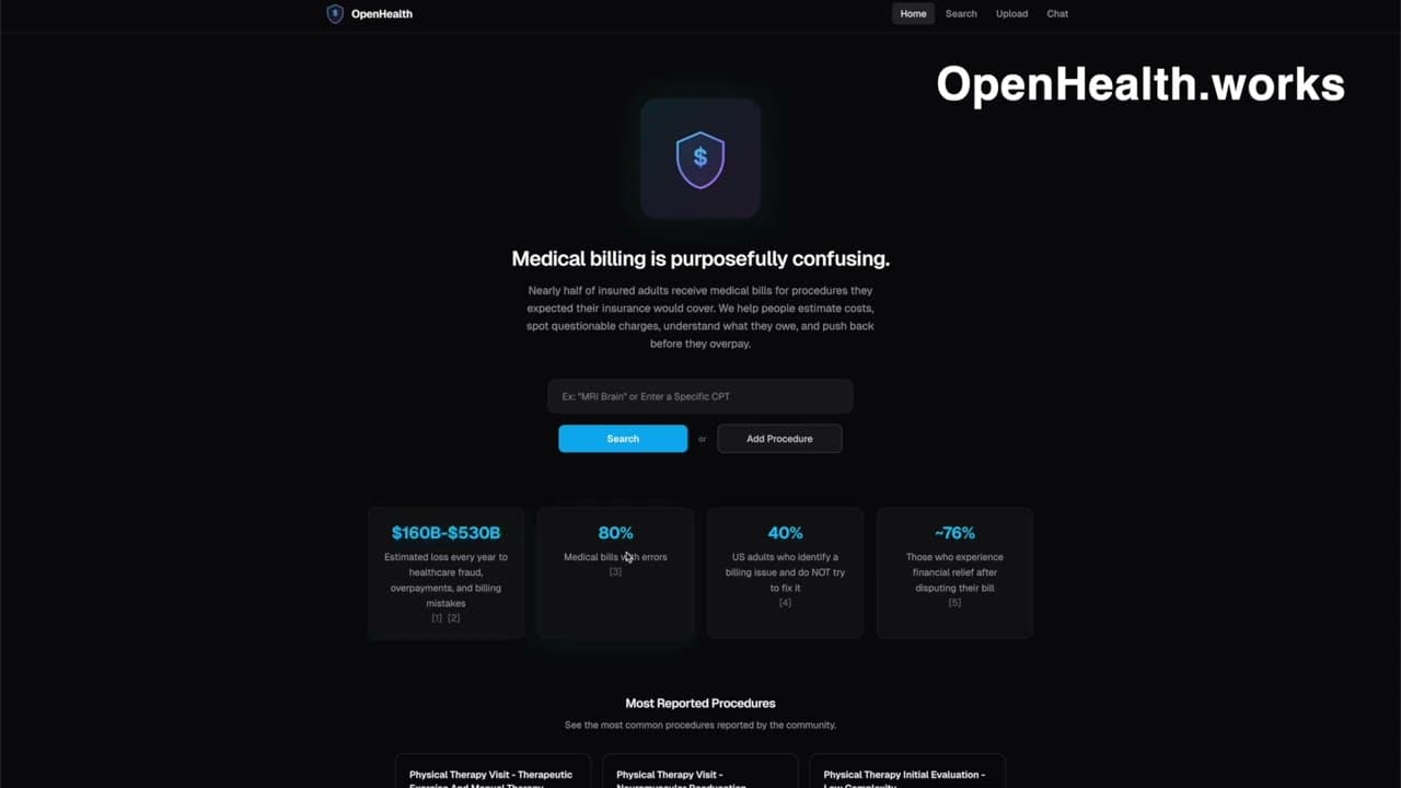 OpenHealth medical bill analysis platform
